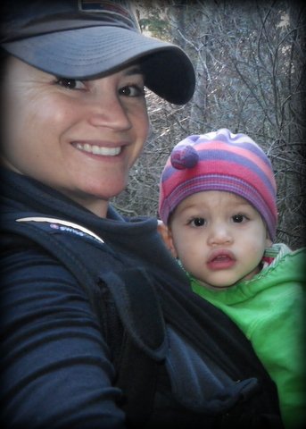 mom and toddler hiking