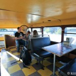 Eating grilled cheese on a double decker bus in Portland, OR