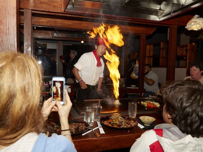 Hana Japan Berkeley flaming food on the grilltop