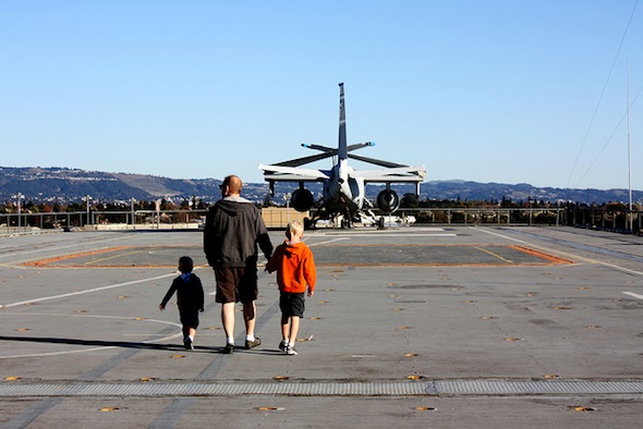 Alameda's USS Hornet with kids