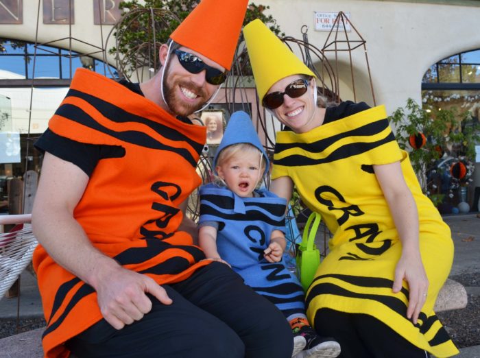 Family dressed in halloween costume