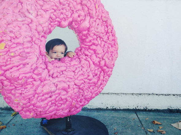 Zayn enjoys his life-size Pepples donut and other vegan food for families