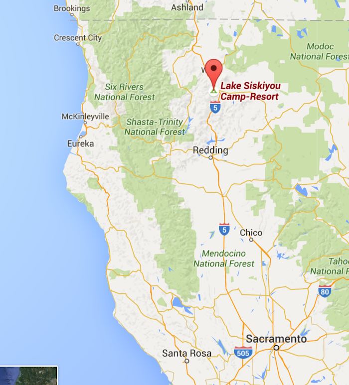 The route to Lake Siskiyou Camp Resort California