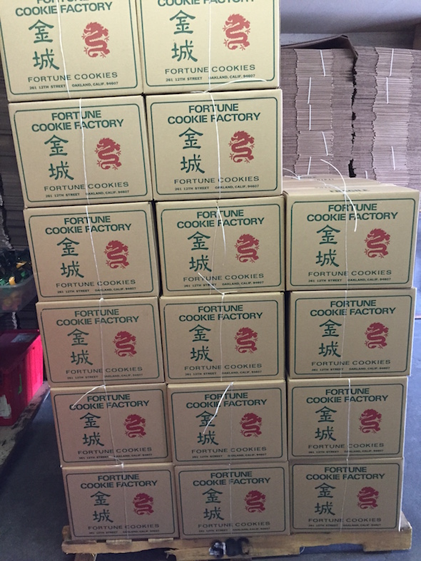 Fortune Cookie factory in Oakland: cases to go
