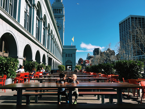SF Ferry Building with kids