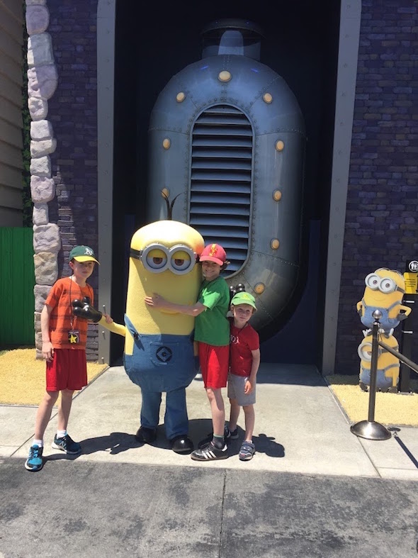 Minions outside of Despicable Me attraction at Universal Hollywood