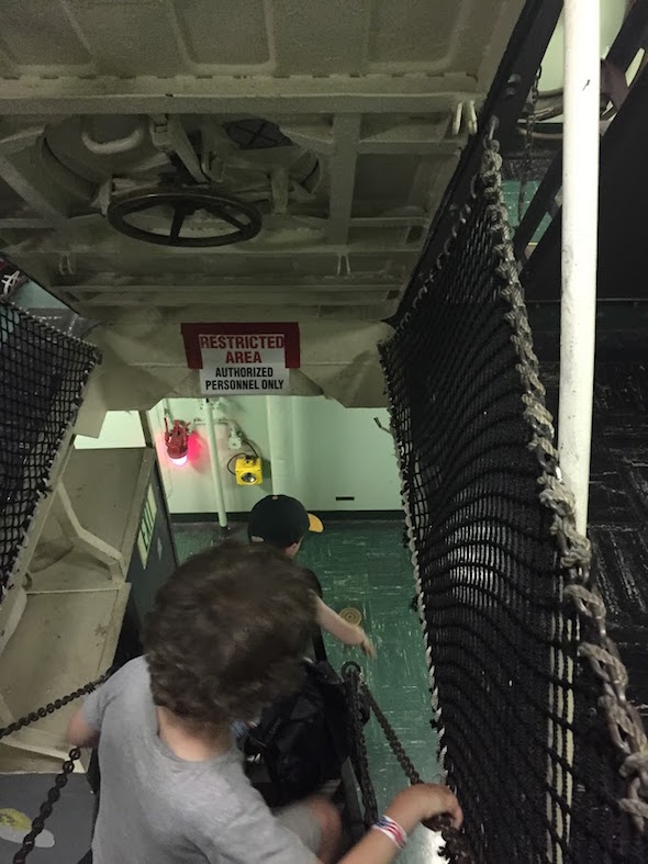 Behind the scenes tour of the USS Hornet with kids