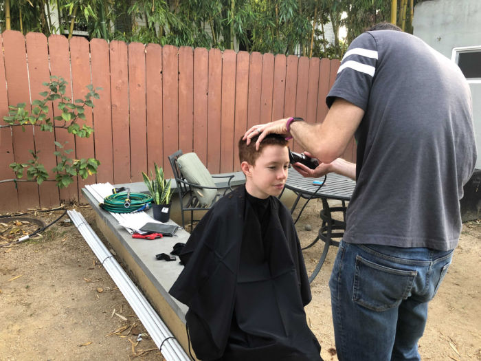 Where East Bay Kids Get their Hair Cut 4 backyard haircut father and son