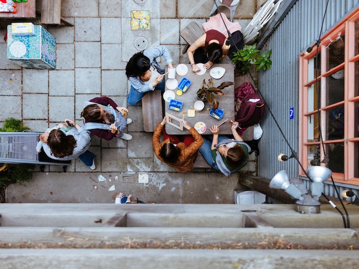 overhead view of moms and babies at brushstrokes