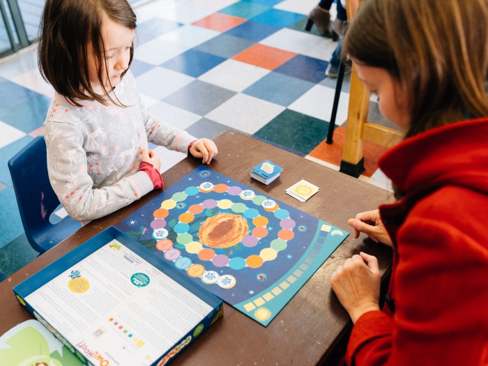 kids playing board game