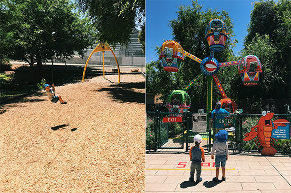 Small World Park play structure and swing