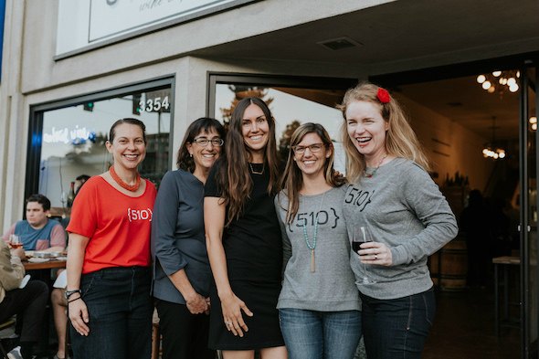 The 510families team in front of Ordinaire Wine Bar