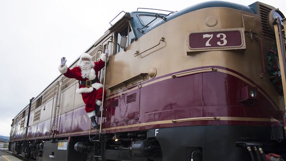 Santa on the Santa Train in Napa Valley