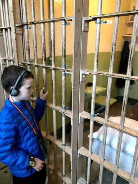 Child on Alcatraz cellblock tour