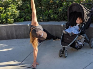 side plank and stroller baby
