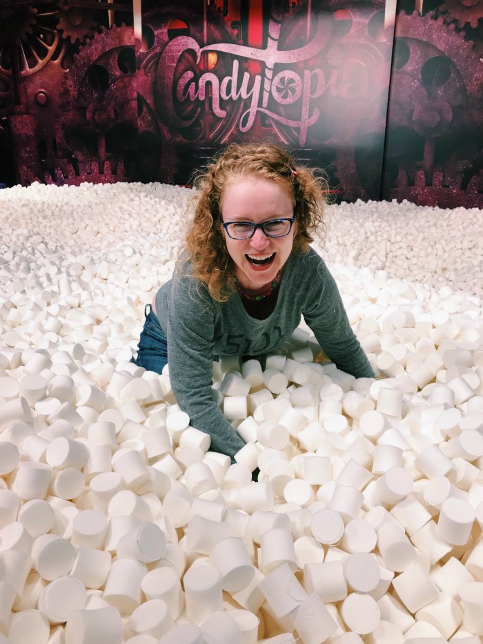 Diving face first into foam marshmallows, why not?