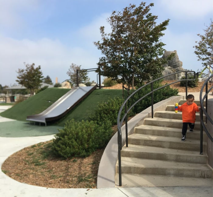 One of two slides behind Bear Mountain