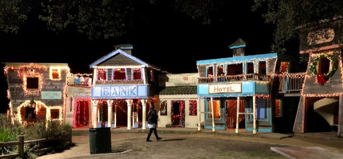 Fairy Winterland all lit up: old west town