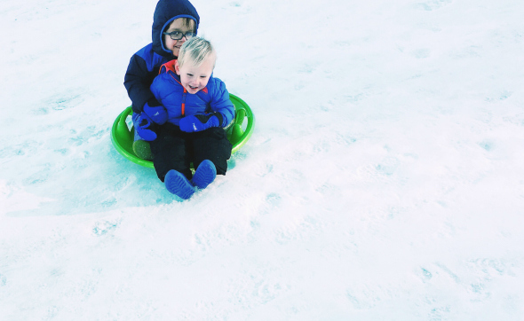 Zayn and Kai on sleds