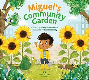 book cover of miguel's community garden