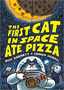 book cover of the first cat in space ate pizza