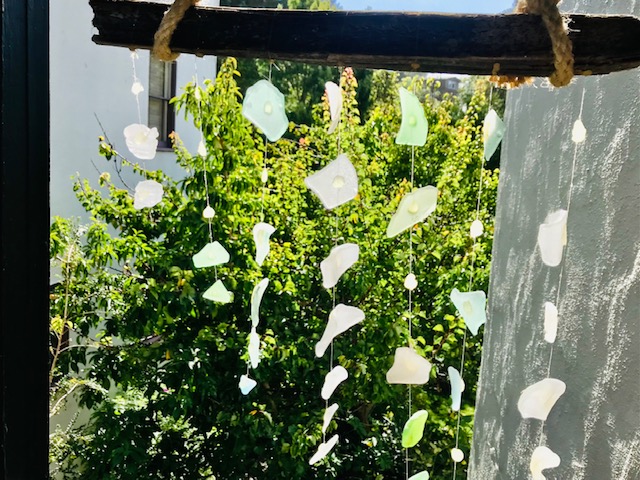 Sea Glass Treasure, A Pirate Ship & Burning Man Art in Richmond 7 sea glass wind chime
