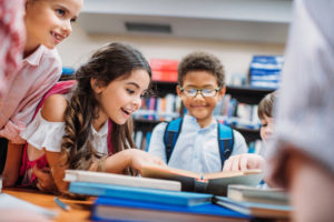 Children in school library