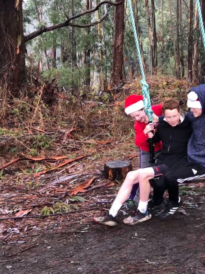 Rancho Siempre Verde kids on tree swing