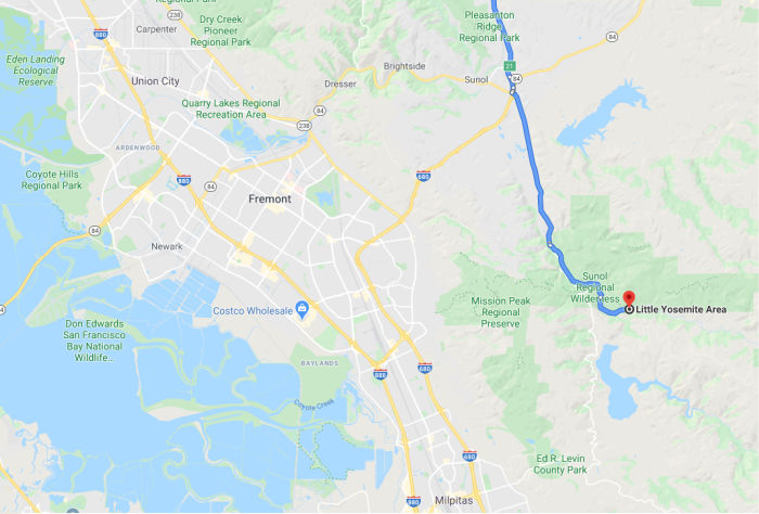 East Bay Area map to Little Yosemite