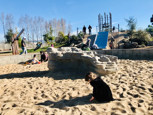 Sweeney Open Space Park: Fab Playground in Alameda 3 child playing in sand