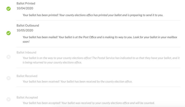 Time to Vote, East Bay: Where & How for the 2020 Election 2 ballot trax screen