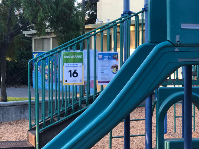 Reopening: Playgrounds in East Bay & San Francisco 1 playground capacity sign berkeley