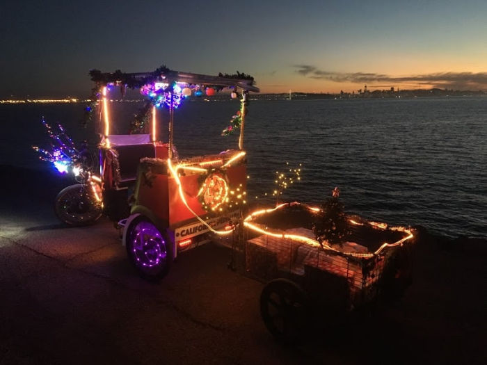 Pedicab with christmas lights