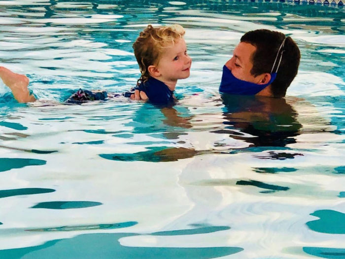 swim lesson for little boy