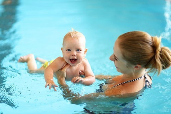 mom and baby swim