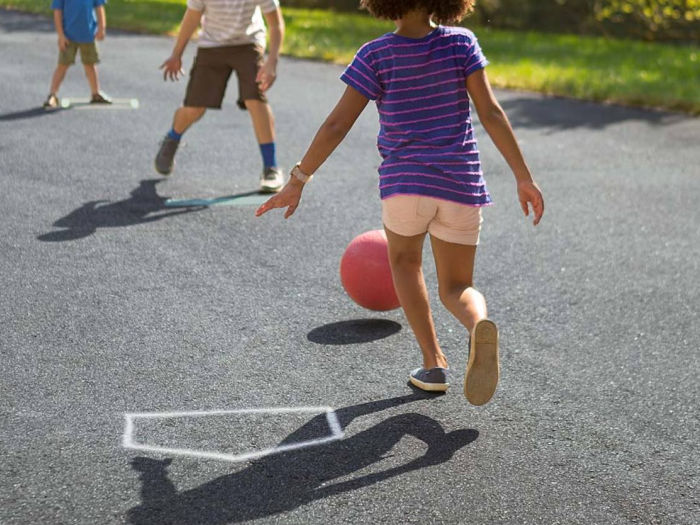 kickball game with kids