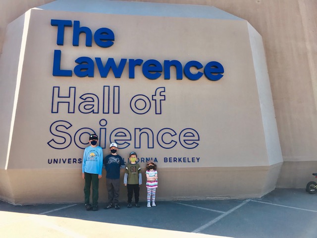 Now Open: The Lawrence Hall of Science with Outdoor Nature Lab 1 kids in front of sign