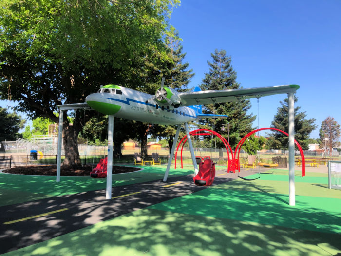 airplane with accessible swings