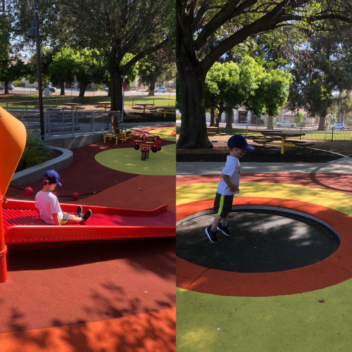 roller slide and mini trampoline