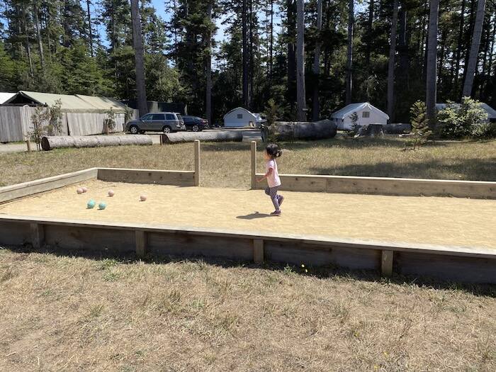 girls playing bocce ball