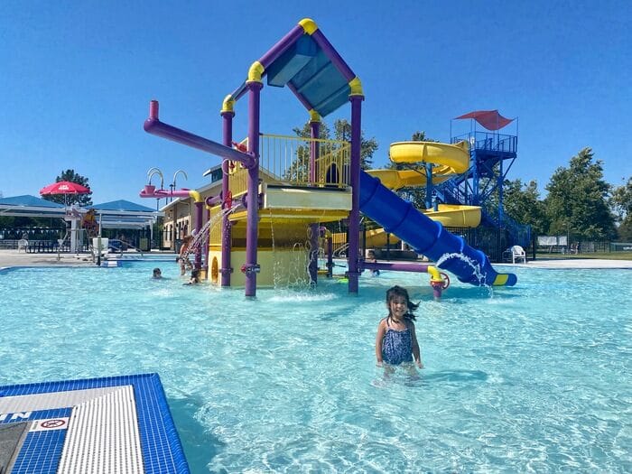 toddler at livermore aquatic center water playground