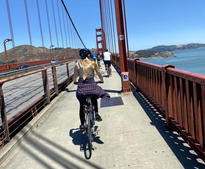 biking across golden gate bridge