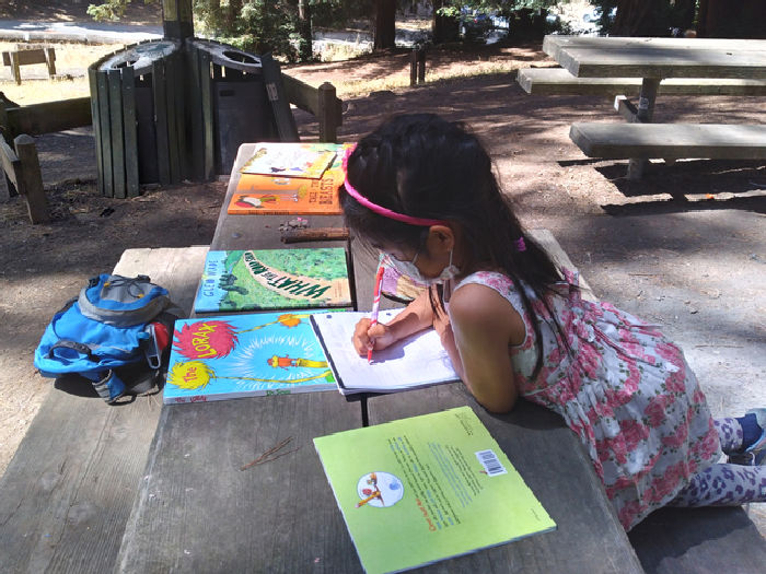 Academic Support & Enrichment for East Bay Kids 2 child reading and writing outdoors