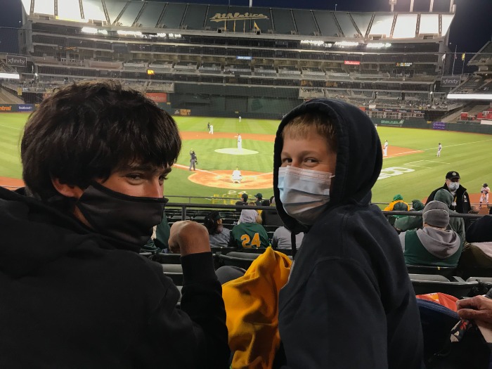 Teens at Oakland A's baseball game