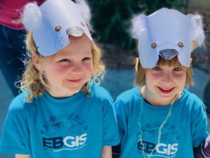 two children in polar bear costumes