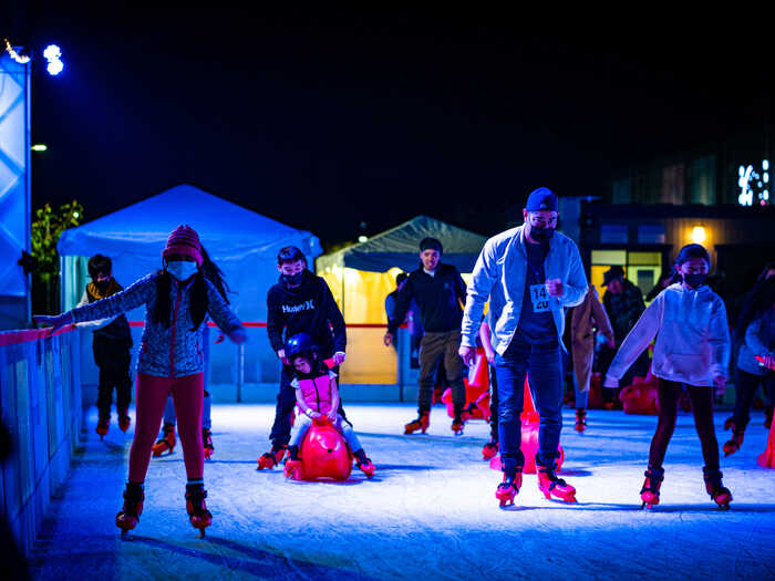 ice skaters ice rink