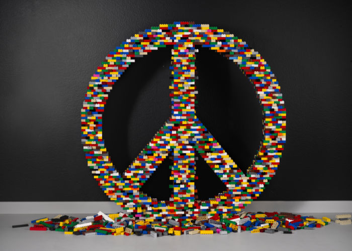 peace sign lego sculpture