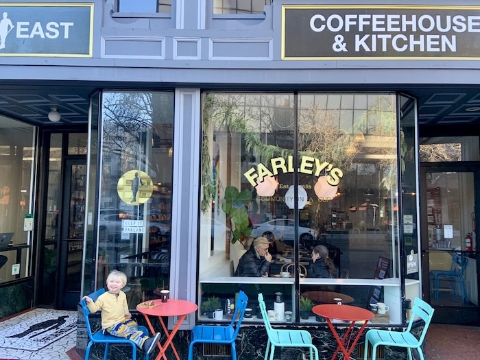 farleys east cafe in oakland coffeehouse with a toddler