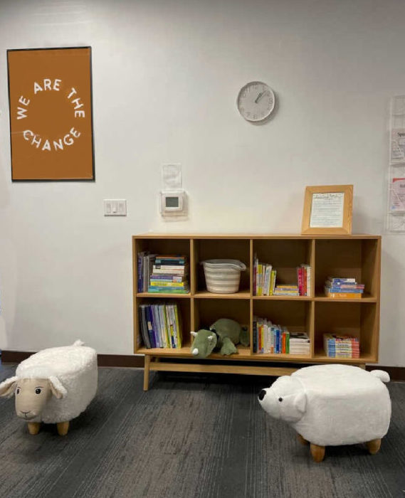 library with sheep
