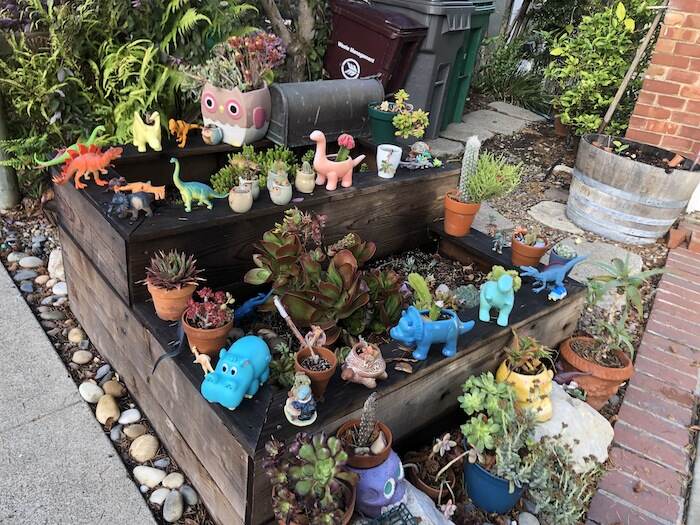 Dinosaur garden in Upper Rockridge Oakland
